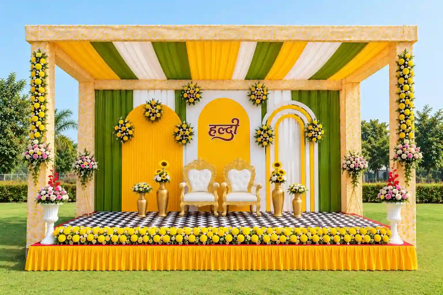 Luxury Outdoor Haldi Mandap Setup 